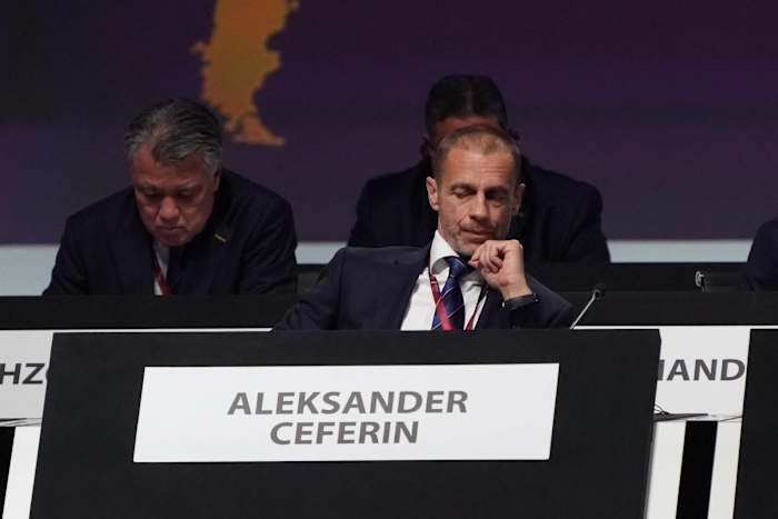 UEFA president Aleksander Ceferin pictured at FIFA's 72nd congress in Doha in March 2022